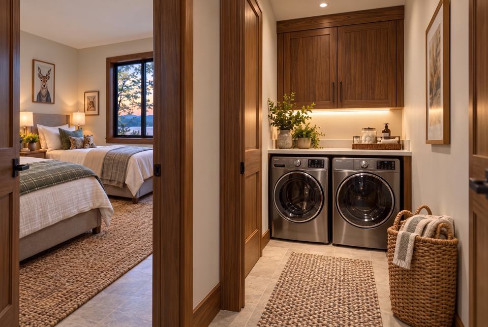 Bedrooms, baths & laundry concept rendering