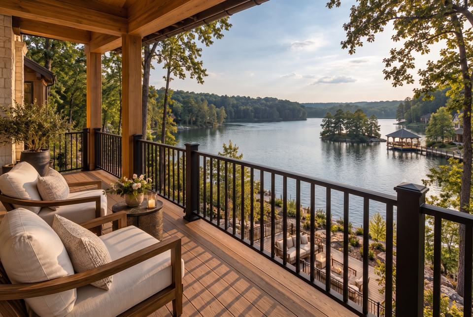 Lakeside decks & hot tubs concept rendering